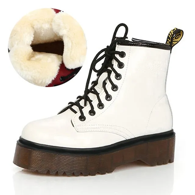 2020 Leather Boots For Martin Boots Platform Shoes Women Boots Motorcycle Shoes Ankle Boots For Women Booties Botas Mujer