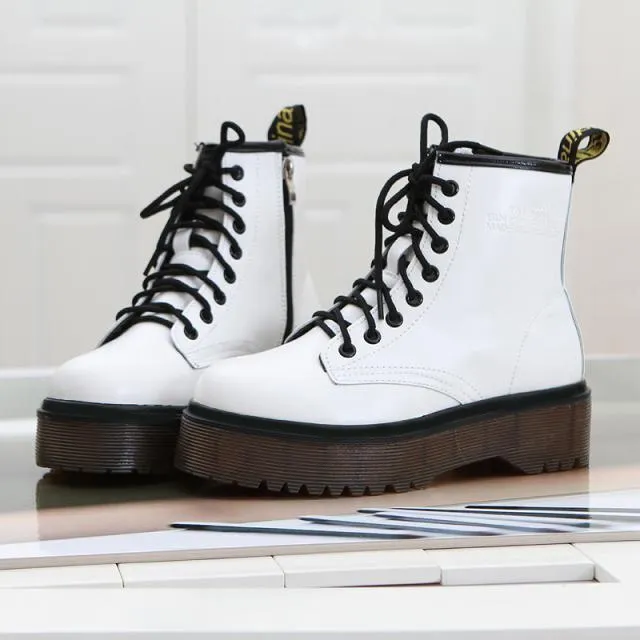 2020 Leather Boots For Martin Boots Platform Shoes Women Boots Motorcycle Shoes Ankle Boots For Women Booties Botas Mujer