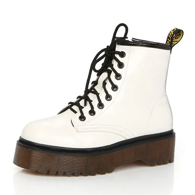 2020 Leather Boots For Martin Boots Platform Shoes Women Boots Motorcycle Shoes Ankle Boots For Women Booties Botas Mujer