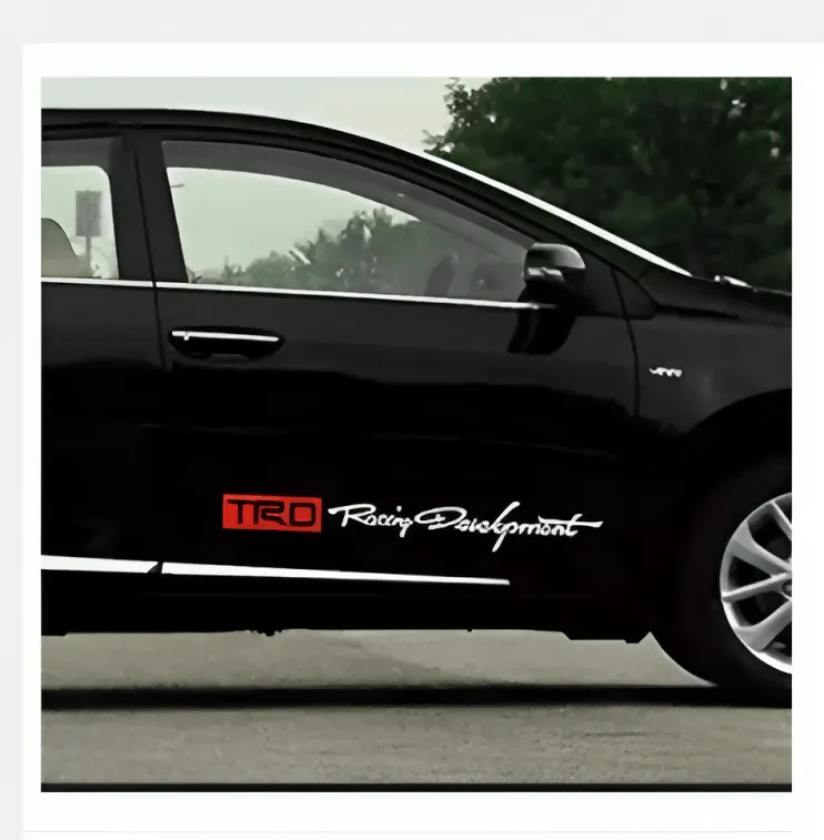2PCS TRD Car Racing Development Sticker Decals for All cars Racing Development white