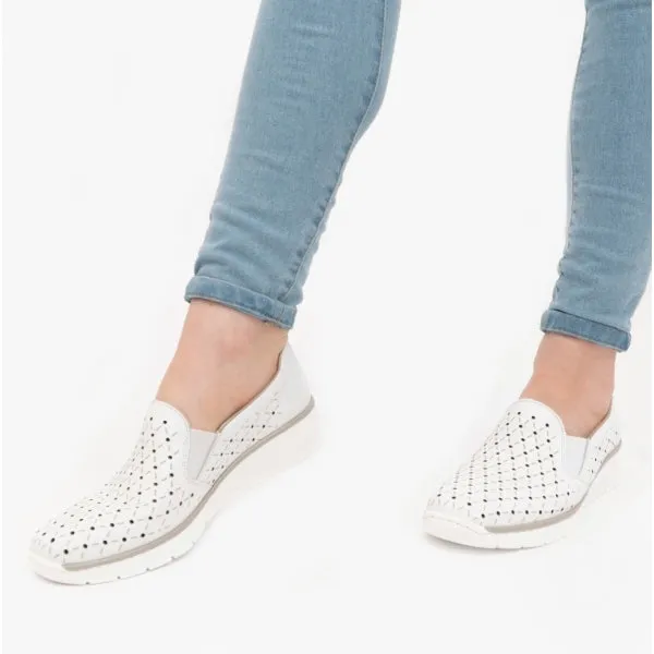 53795-80 Ladies Leather Slip-On Shoes White