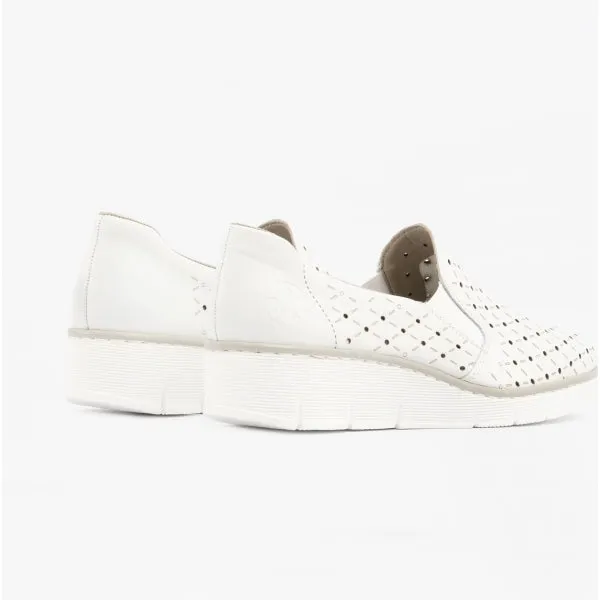 53795-80 Ladies Leather Slip-On Shoes White