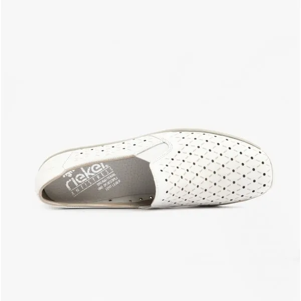 53795-80 Ladies Leather Slip-On Shoes White