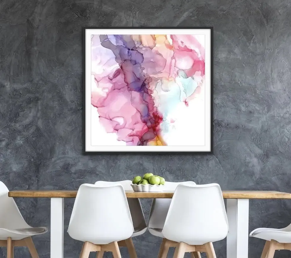 A Passing Thought - Pink and Purple Abstract Alcohol Ink Painting Wall Art Print