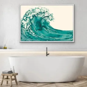 A Rolling Wave - Green Watercolour Canvas Wall Art Prints