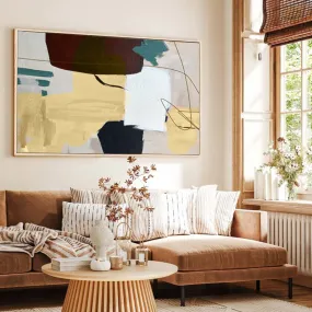 Abstract Gold Shapes Framed Canvas