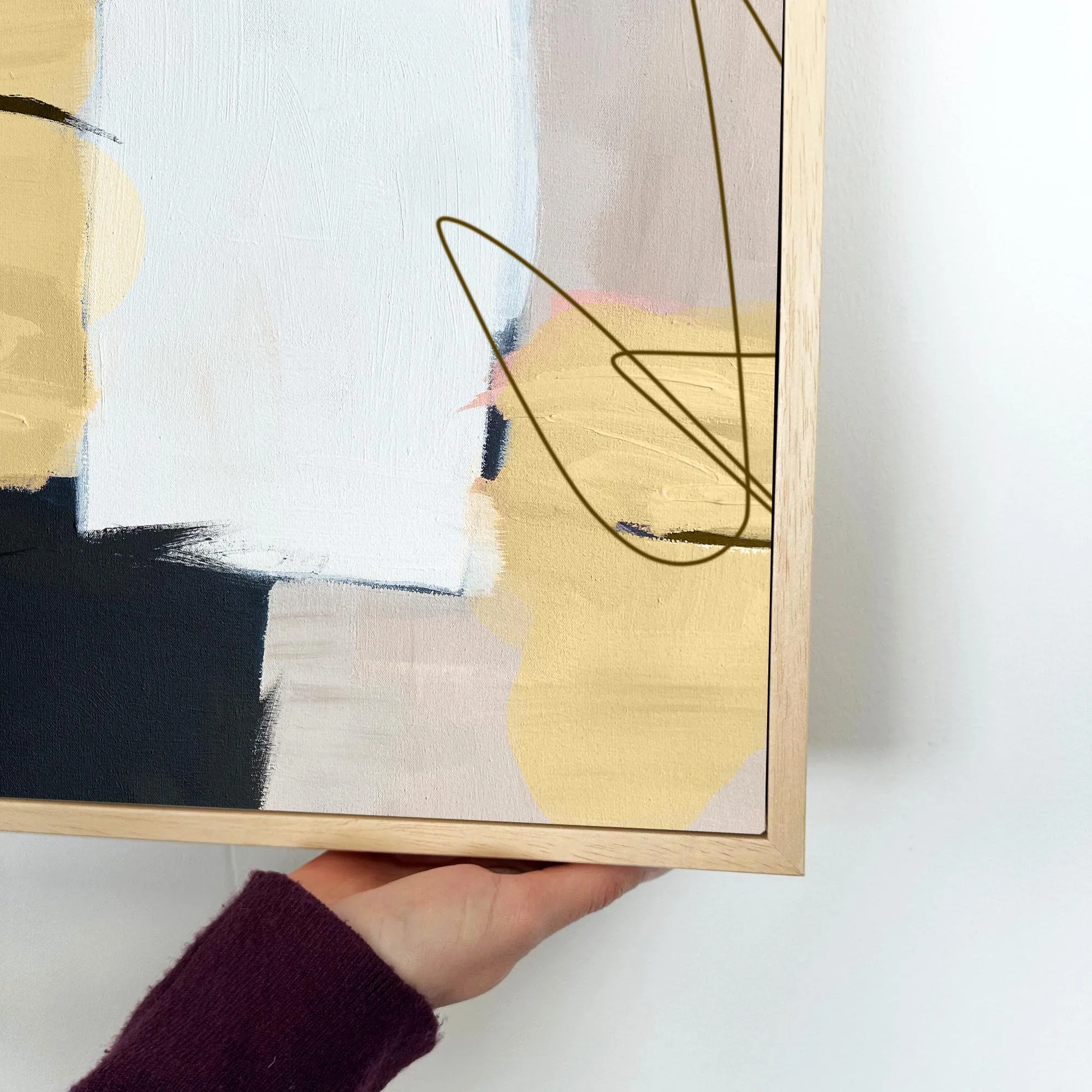 Abstract Gold Shapes Framed Canvas