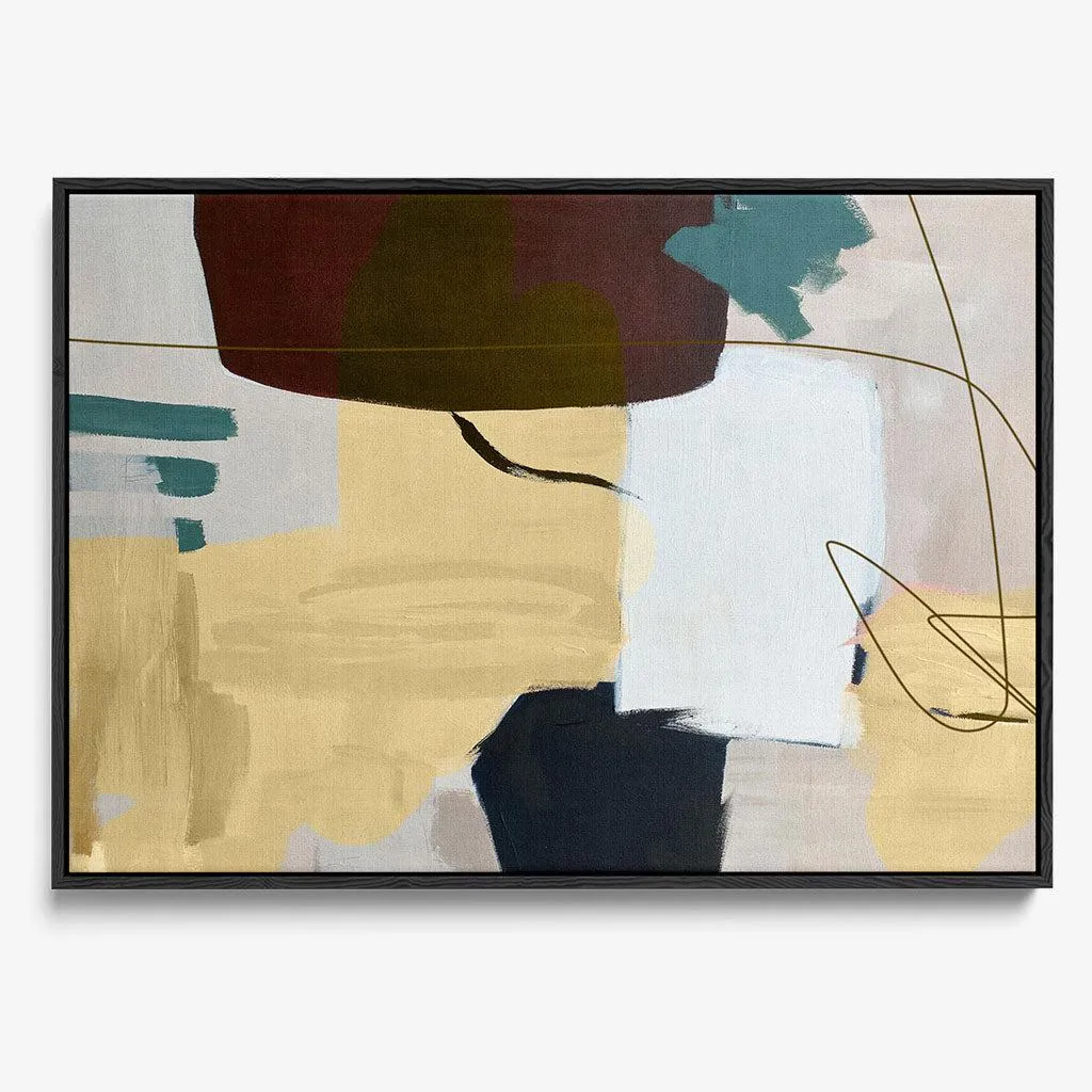 Abstract Gold Shapes Framed Canvas