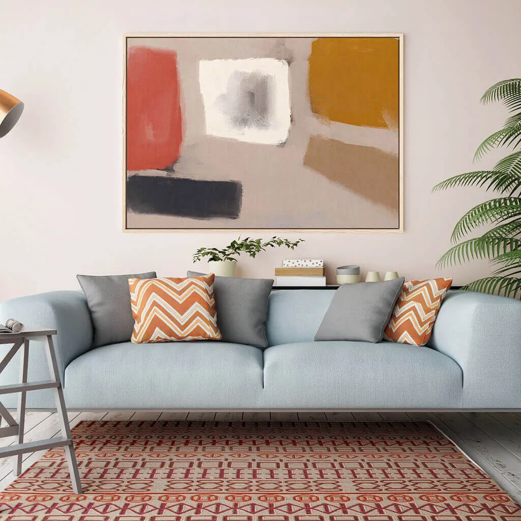 Abstract Neutral Blush Framed Canvas