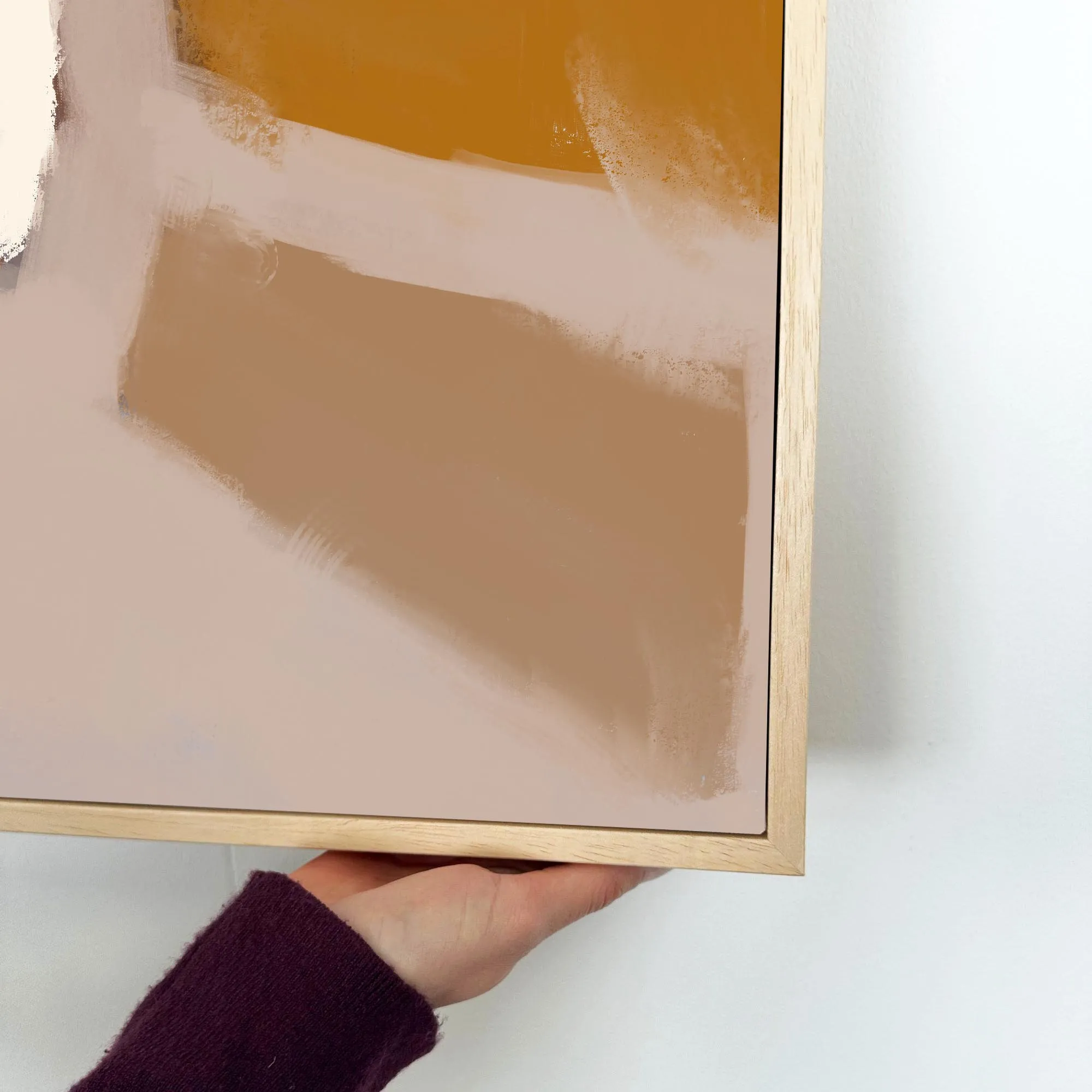 Abstract Neutral Blush Framed Canvas