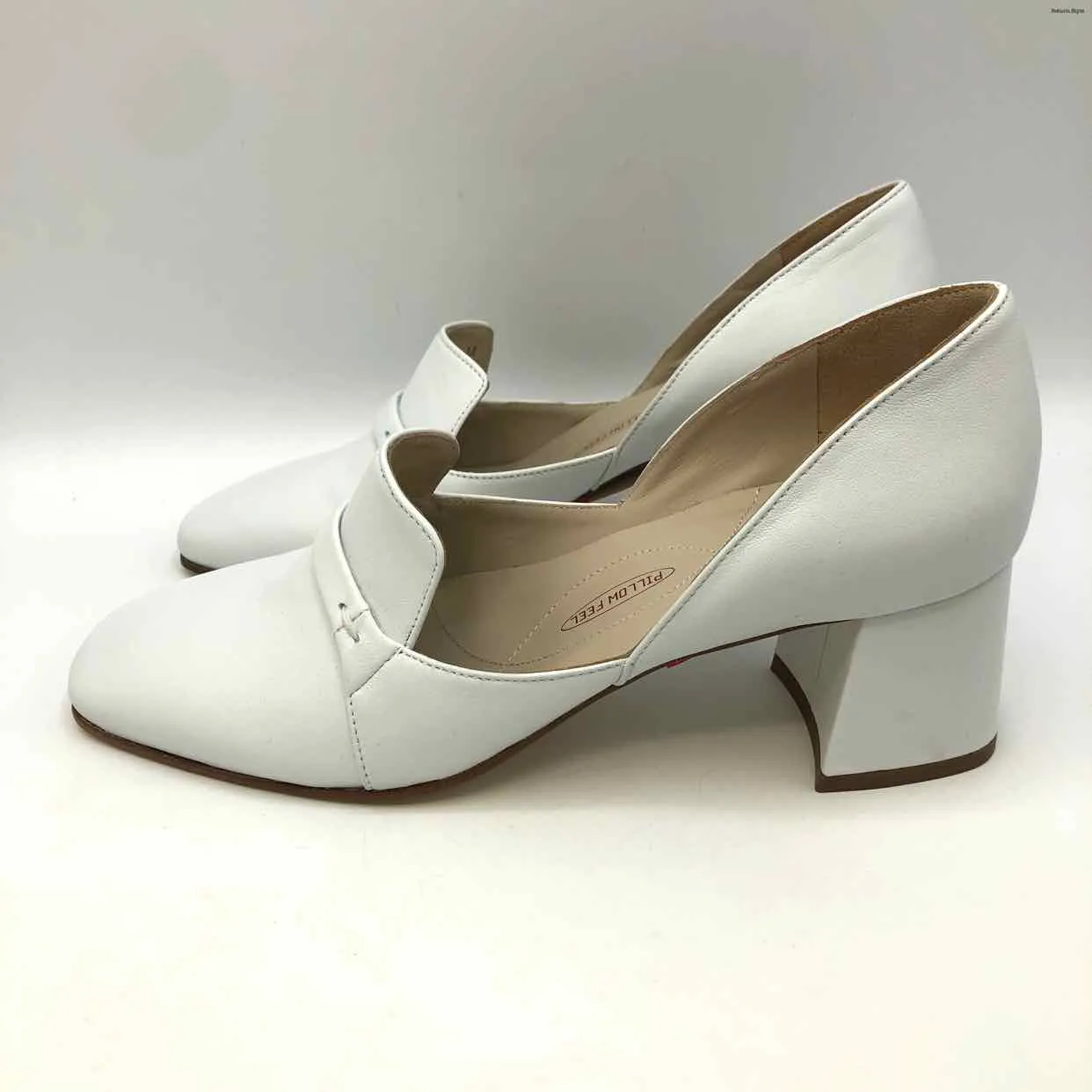 AMALFI White Leather Loafer 2.5" Chunky Heel Shoe Size 8-1/2 Shoes