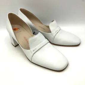 AMALFI White Leather Loafer 2.5" Chunky Heel Shoe Size 8-1/2 Shoes