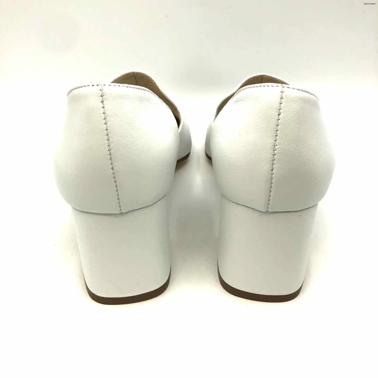 AMALFI White Leather Loafer 2.5" Chunky Heel Shoe Size 8-1/2 Shoes