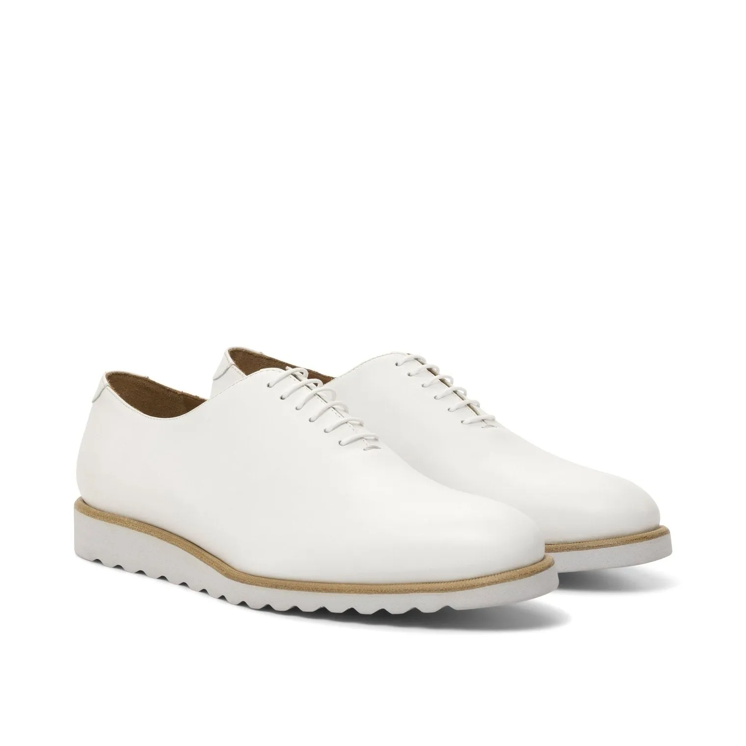 Ambrogio Bespoke Custom Men's Shoes White Box Calf-Skin Leather Wholecut Oxfords (AMB2176)