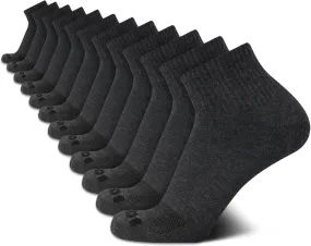 AND1 Men's Quarter Socks - 12 Pack Cushioned Athletic Ankle Performance Stretch Sports Socks (6-12.5)
