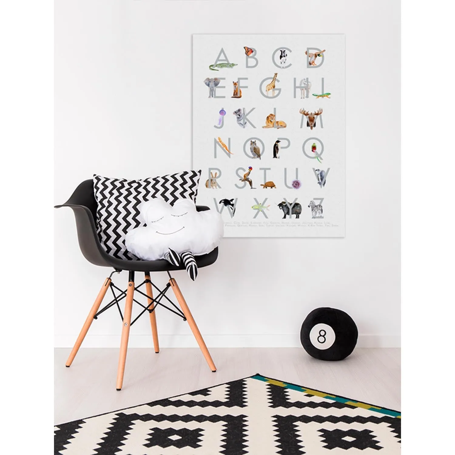 Animal Kingdom ABC's - Gray Canvas Wall Art