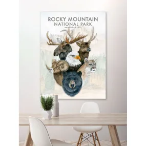 Animal Montage - Rocky Mountain Canvas Wall Art