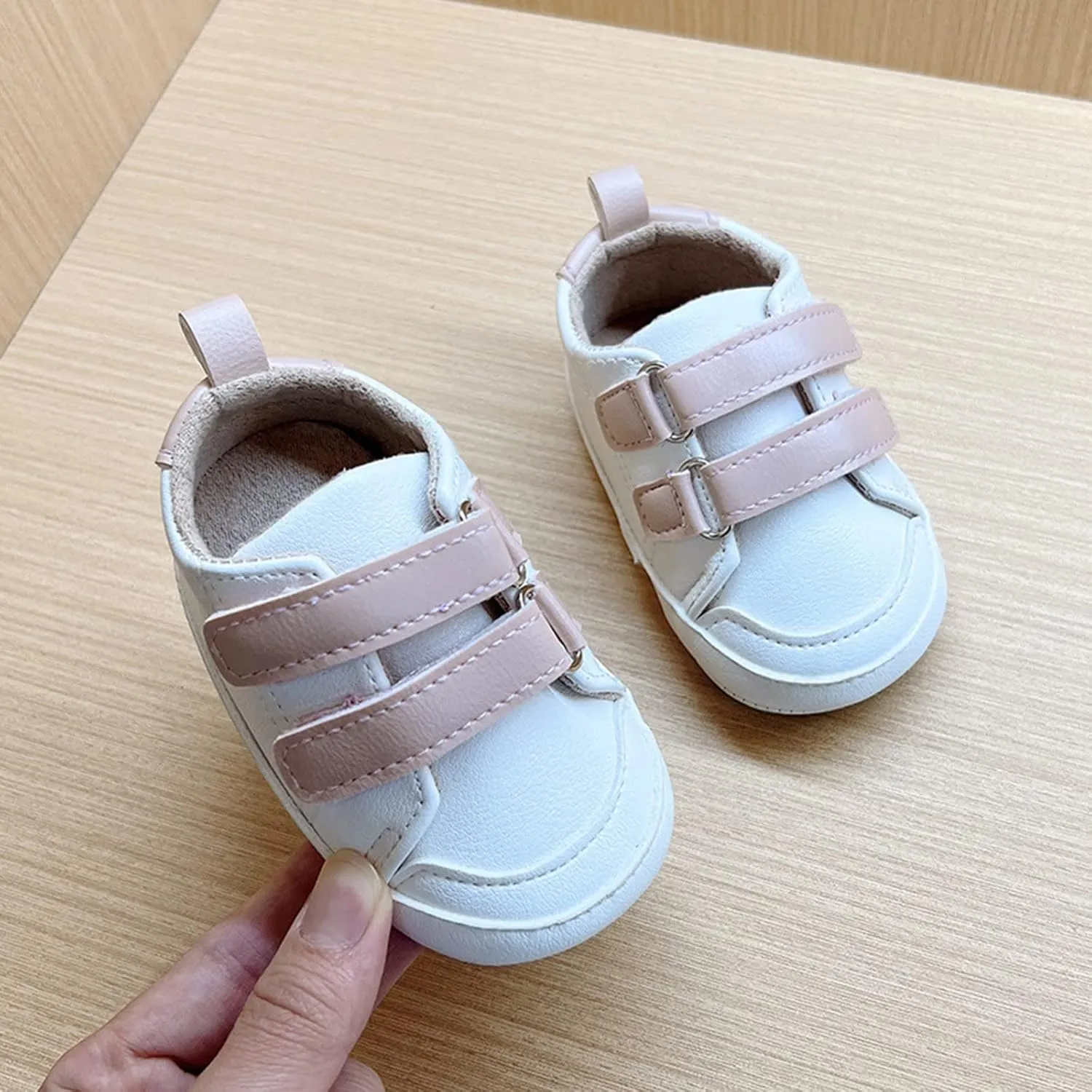 Baby Boys Girls Anti-Slip Sneakers Newborn Toddler Soft Slip On First Walking Leather Shoes for Outdoor Indoor