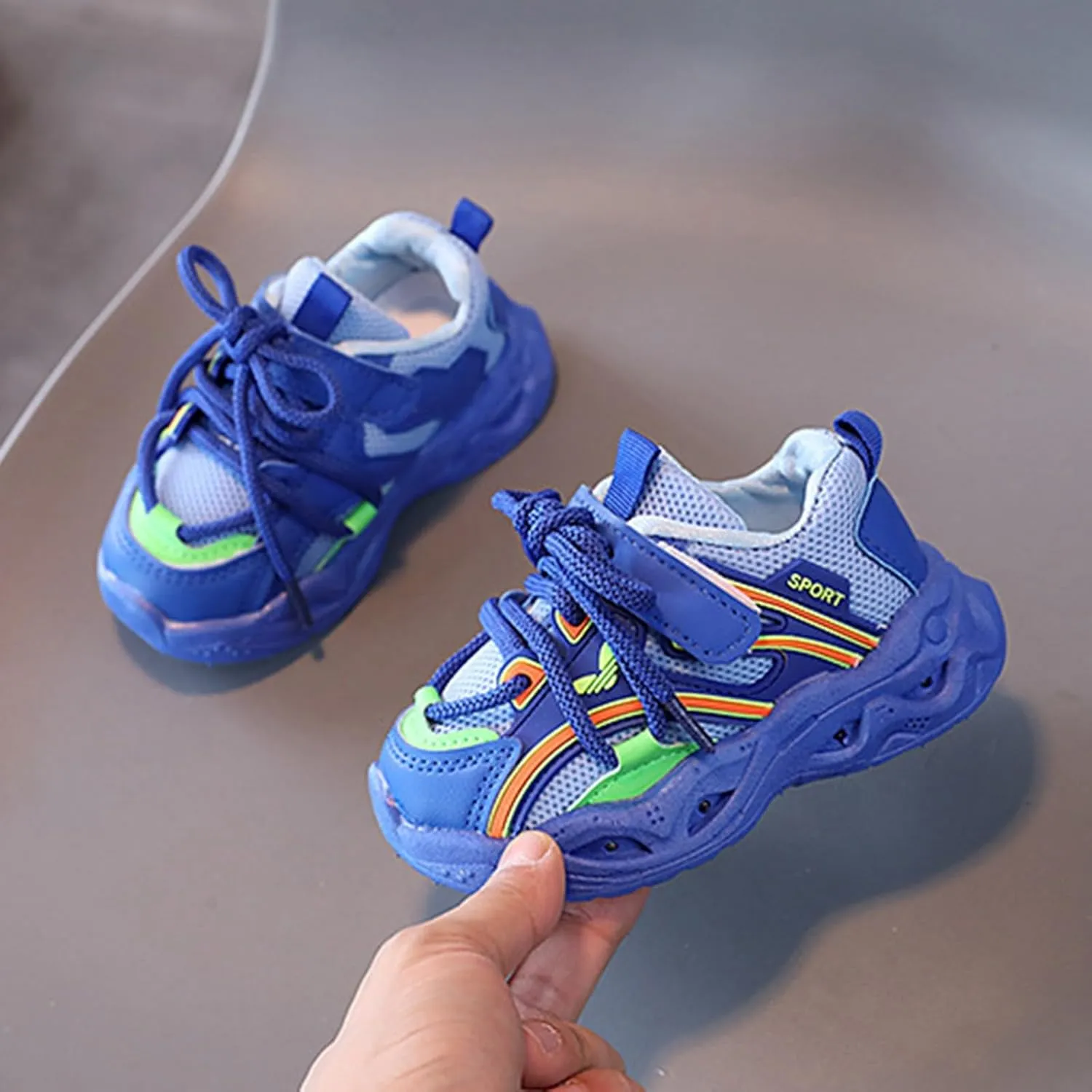 Baby Infant Leather Lace Lights up Sneakers Hook Loop Non Slip Walking Sport Shoes Toddler Newborn Casual Breathable