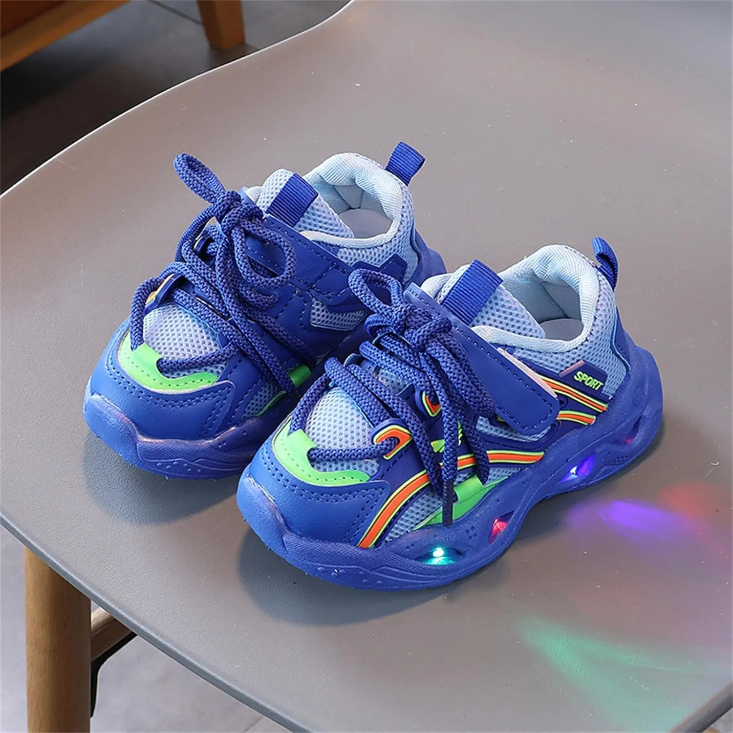 Baby Infant Leather Lace Lights up Sneakers Hook Loop Non Slip Walking Sport Shoes Toddler Newborn Casual Breathable