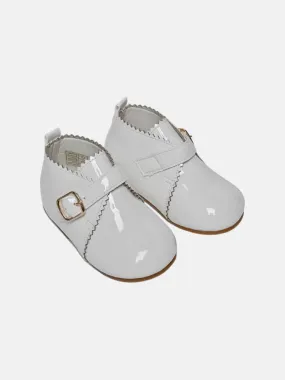 Baby Unisex Patent Zig-zag Boots - White