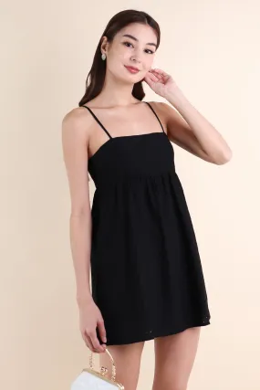 BELLUNA V4 FLORAL EYELET DRESS IN BLACK
