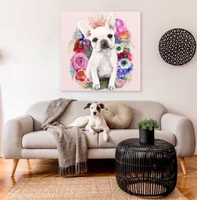 Best Friend - Floral Frenchie Portrait Canvas Wall Art