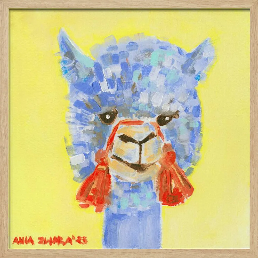 Blue Alpaca - Square Stretched Canvas, Poster or Fine Art Print