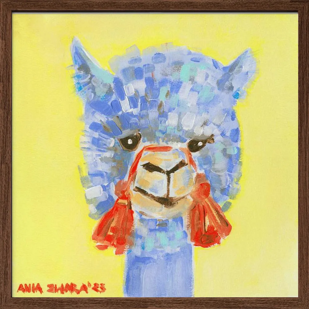 Blue Alpaca - Square Stretched Canvas, Poster or Fine Art Print