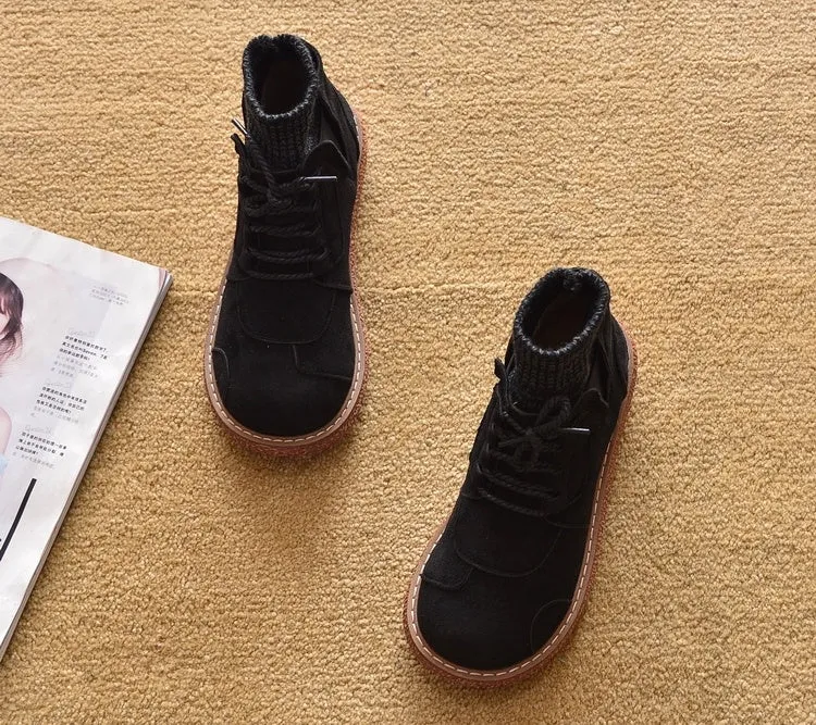 Boots Platform Flat Martin Short Tube