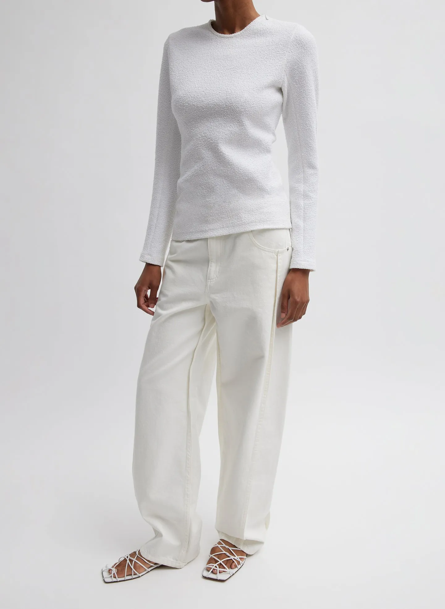 Boucle Knit Long Sleeve Circular Top