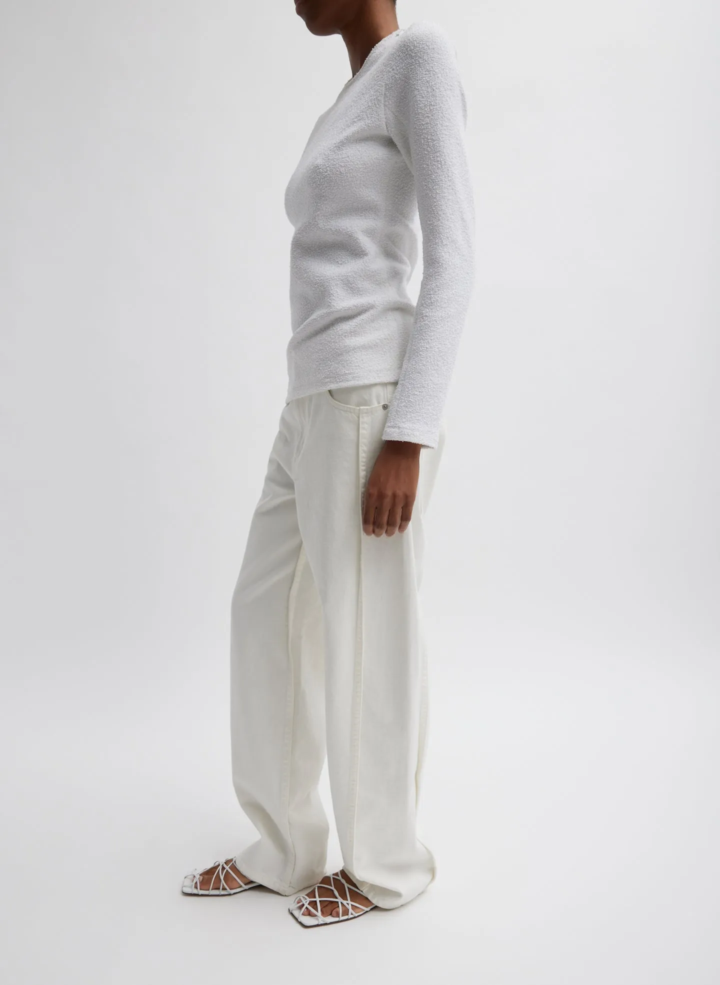 Boucle Knit Long Sleeve Circular Top