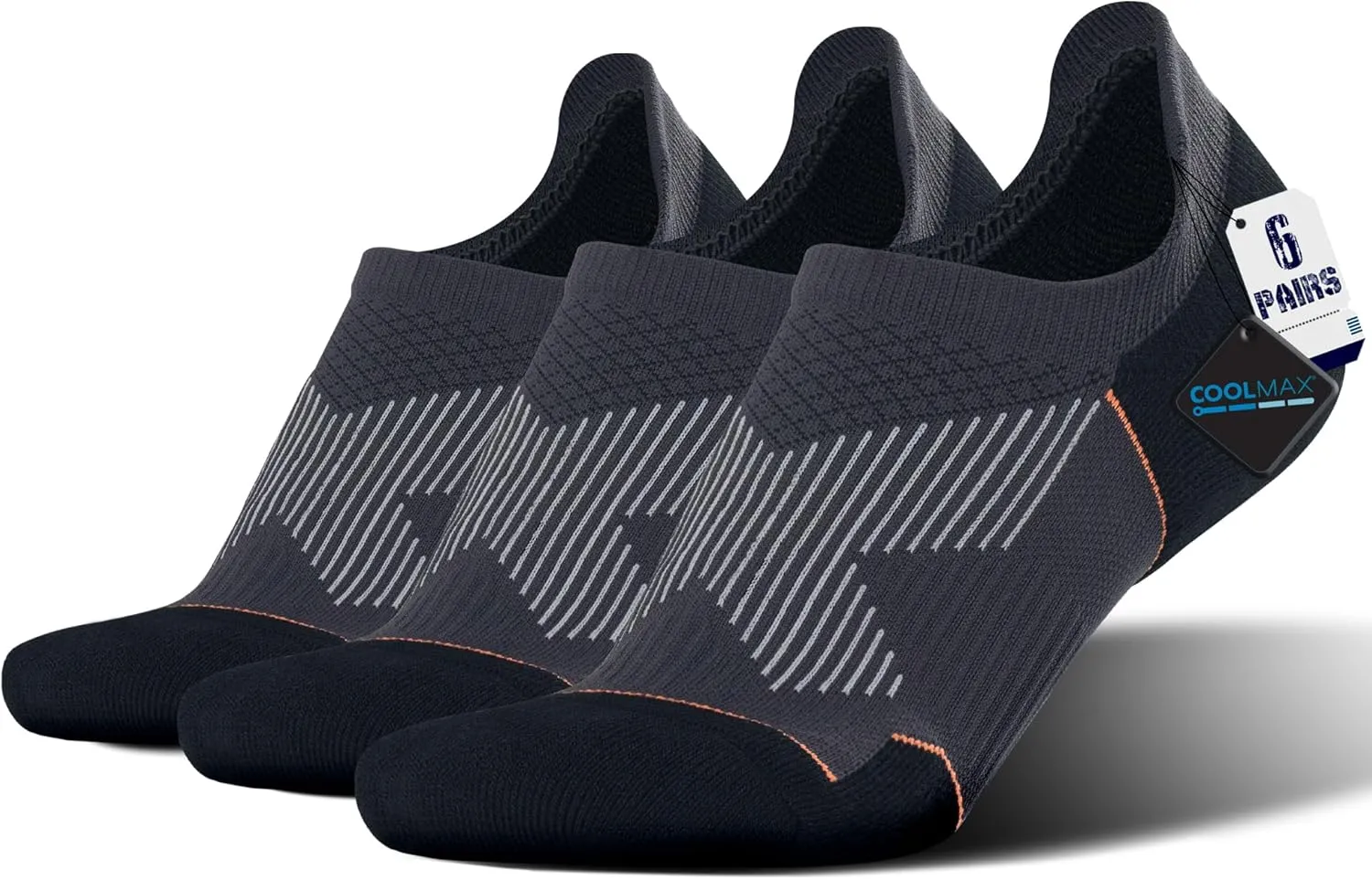 BRISIRA Bamboo Viscose Coolmax Compression Running No Show Socks Men Cushioned Moisture Wicking Arch Support Athletic Padded