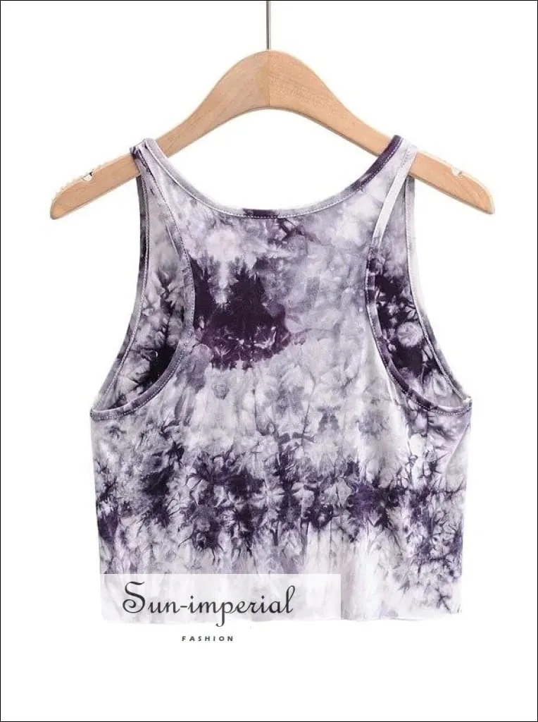Brown Tie Dyed Crop Tank top with Pocket