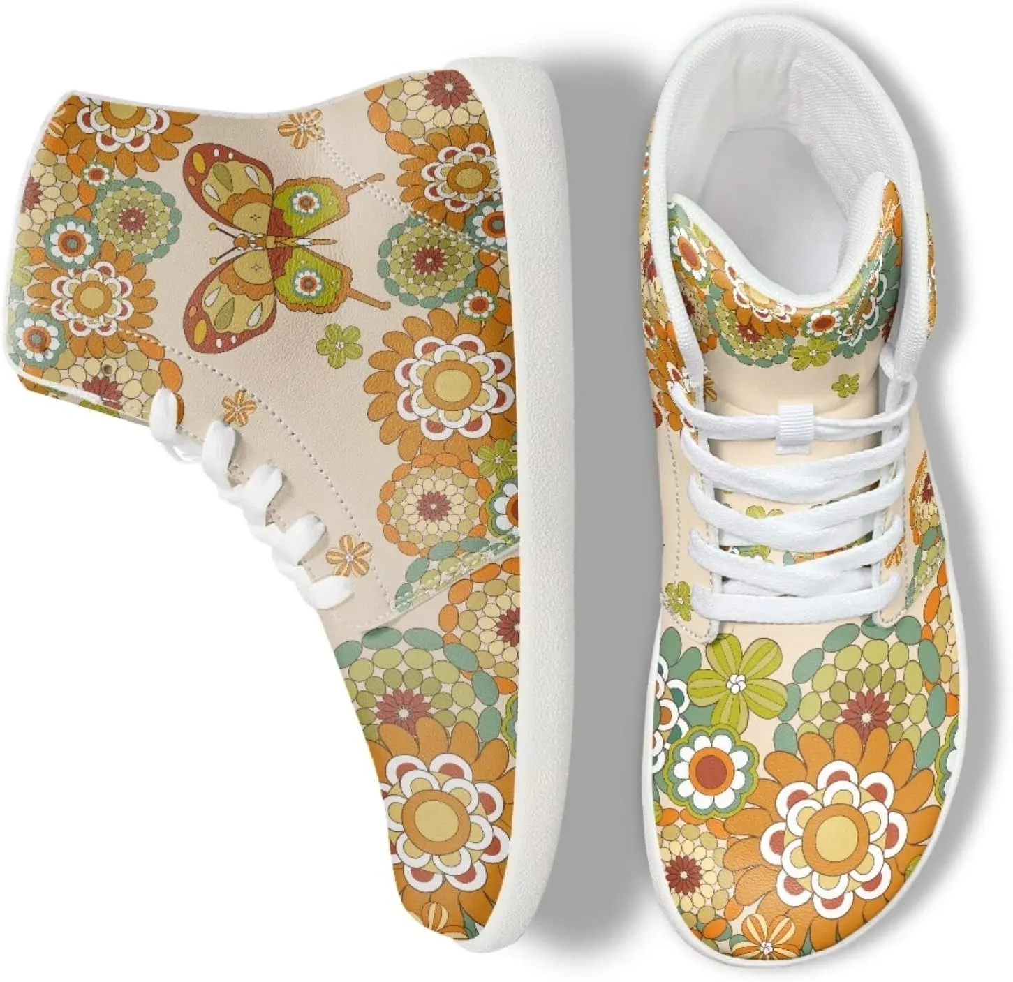 Butterfly Dragonfly Print High Tops Running Sneakers for Women Men Fitness Ankle Support Shoes