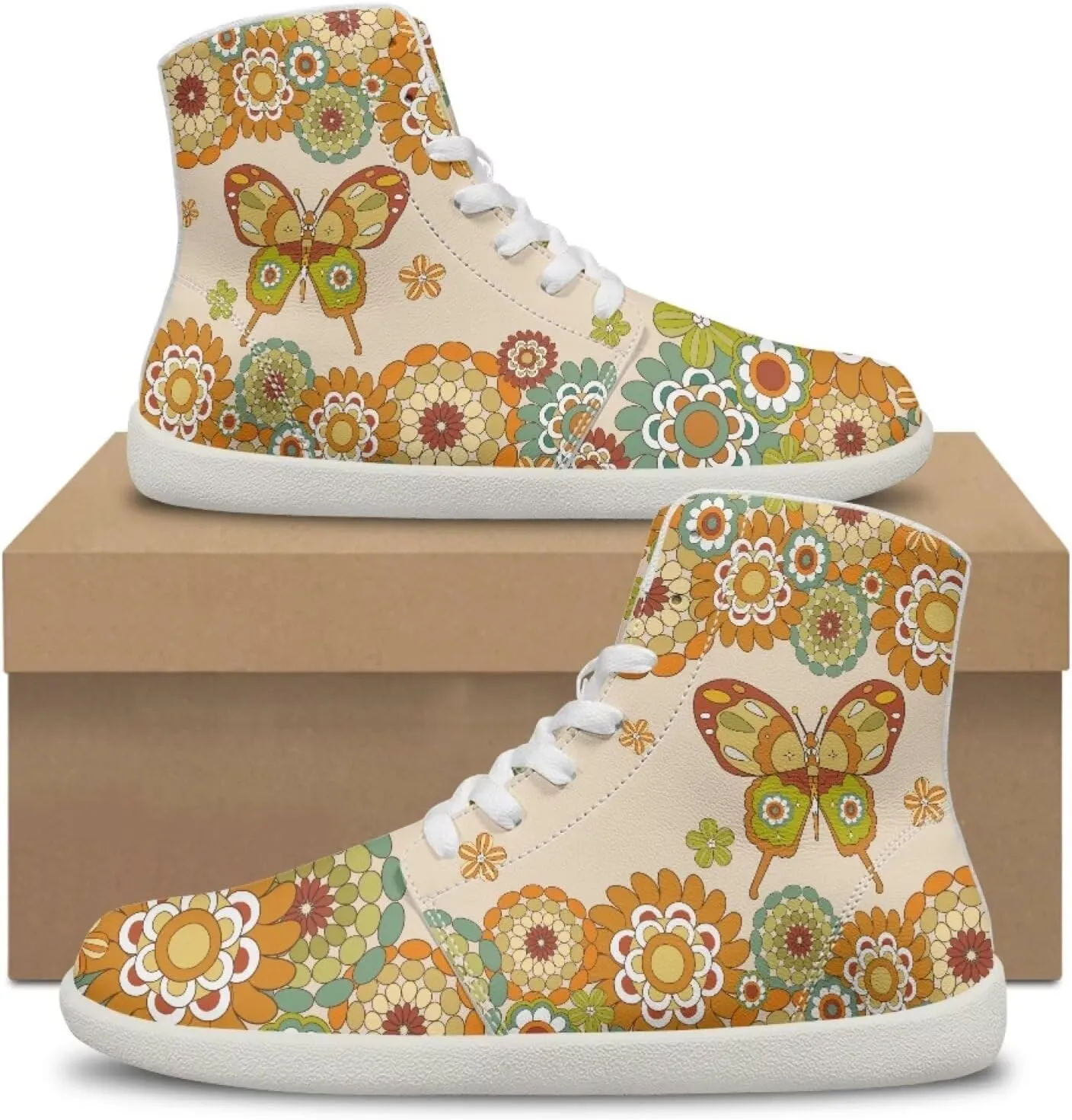 Butterfly Dragonfly Print High Tops Running Sneakers for Women Men Fitness Ankle Support Shoes