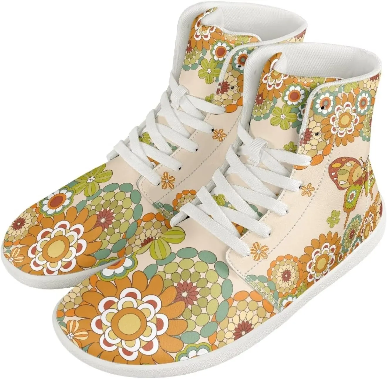 Butterfly Dragonfly Print High Tops Running Sneakers for Women Men Fitness Ankle Support Shoes