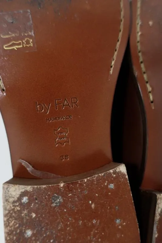 BY FAR Britney Penny Loafers Brown Leather Size 38