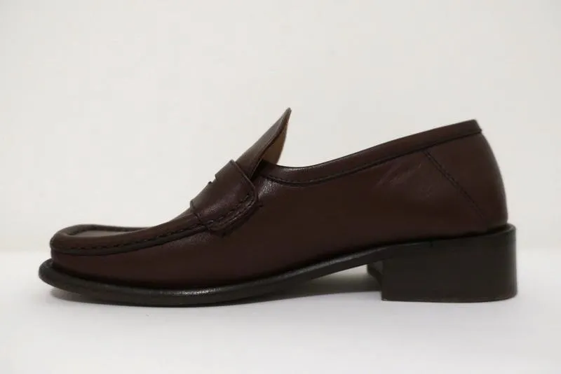 BY FAR Britney Penny Loafers Brown Leather Size 38