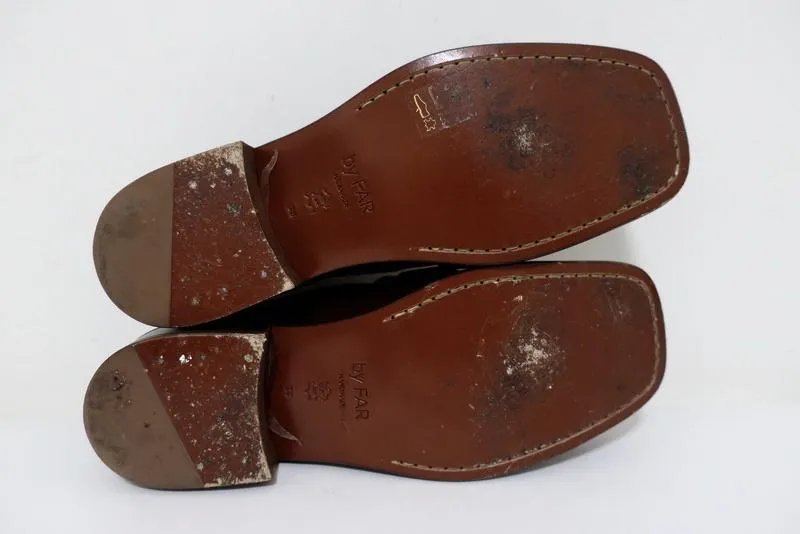 BY FAR Britney Penny Loafers Brown Leather Size 38