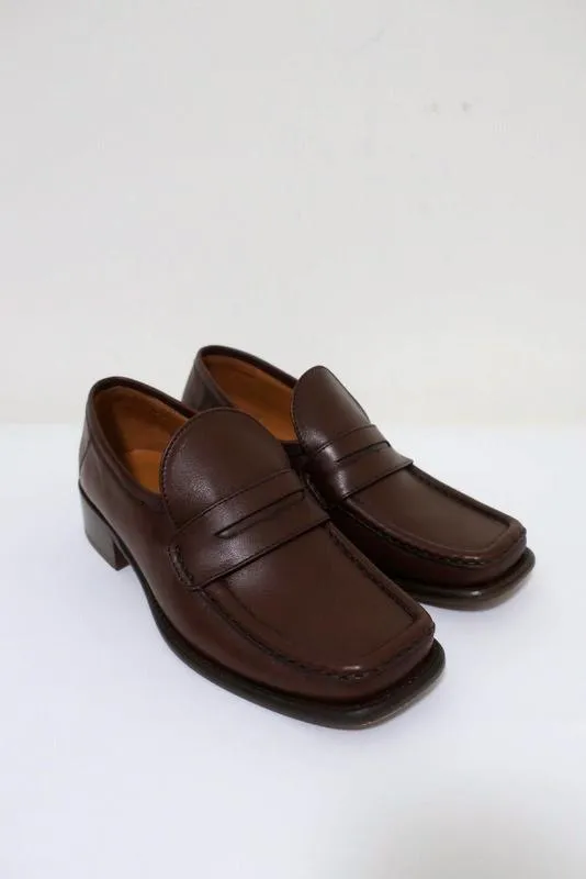 BY FAR Britney Penny Loafers Brown Leather Size 38