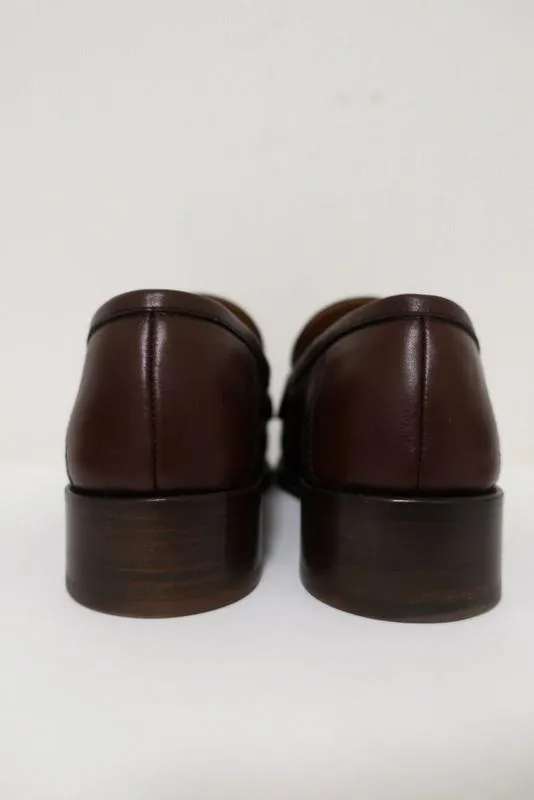 BY FAR Britney Penny Loafers Brown Leather Size 38