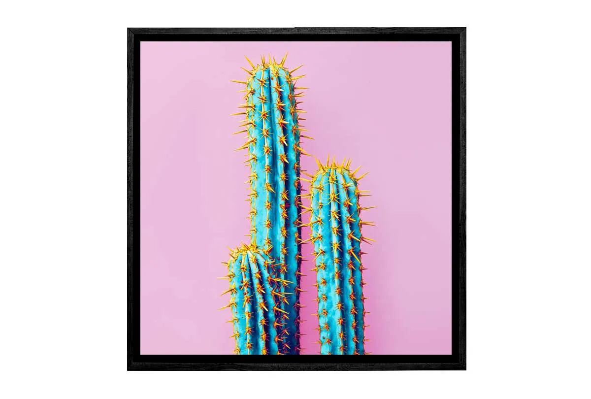 Cactus with Pink Background | Canvas Wall Art Print