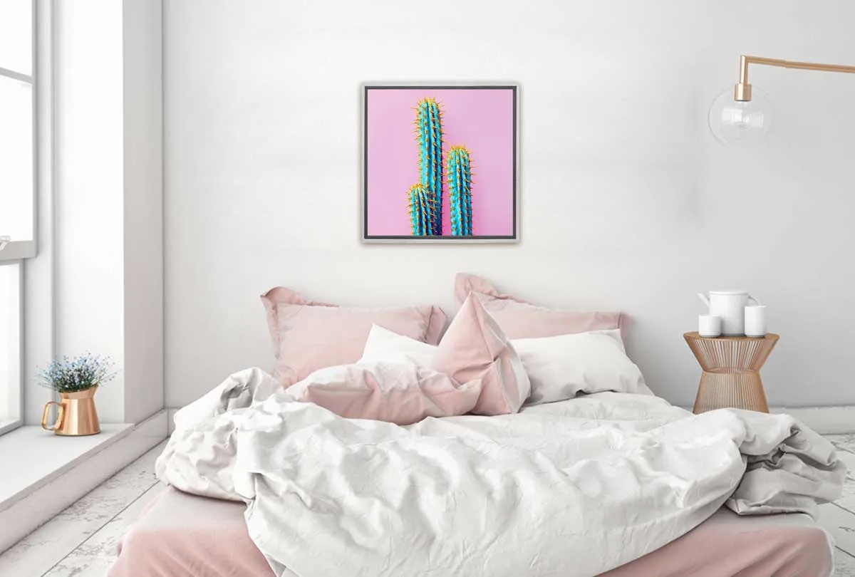 Cactus with Pink Background | Canvas Wall Art Print