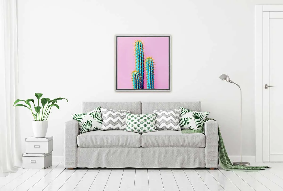 Cactus with Pink Background | Canvas Wall Art Print