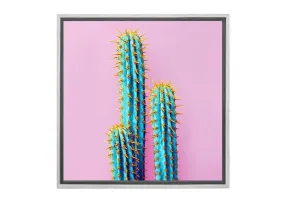 Cactus with Pink Background | Canvas Wall Art Print