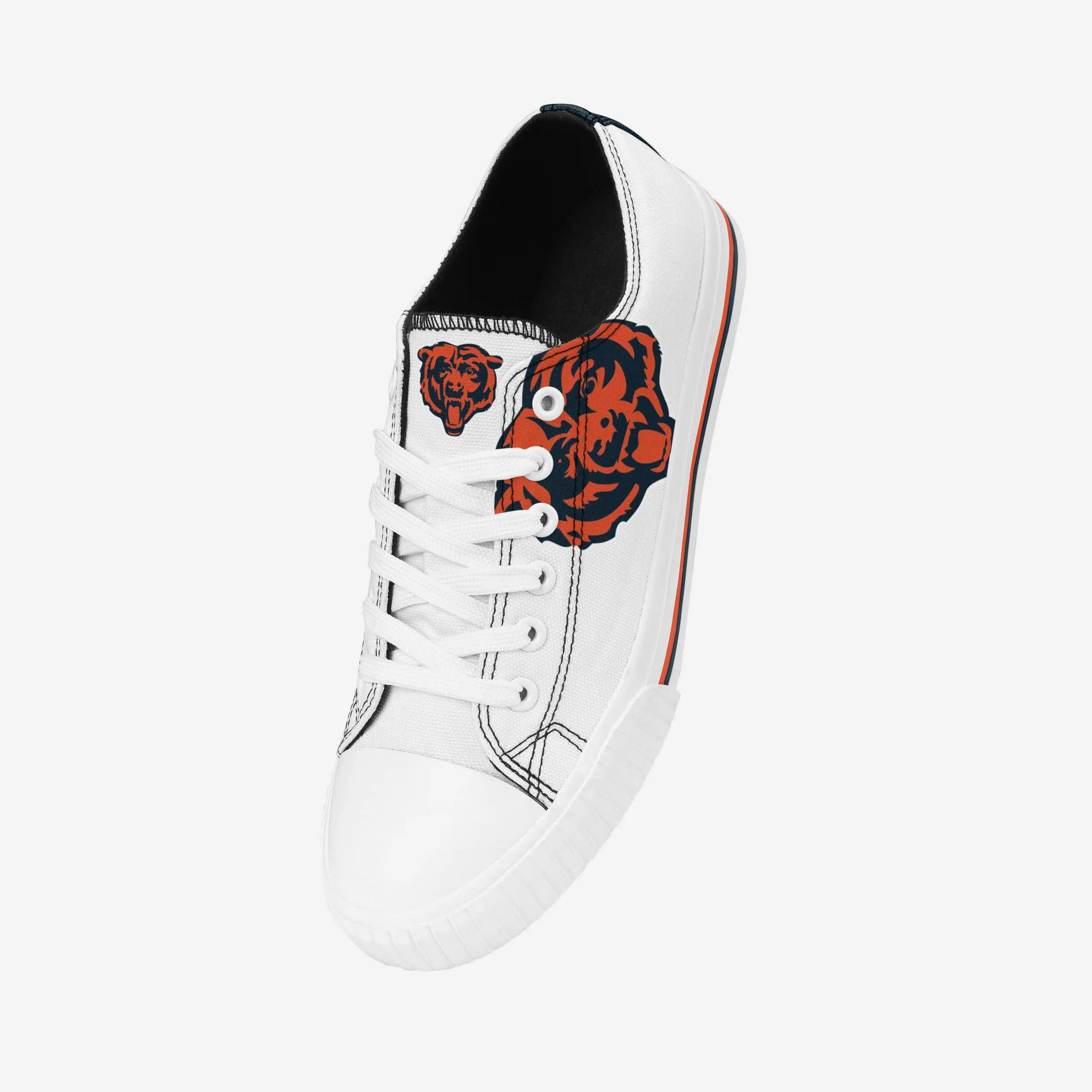Chicago Bears Womens Big Logo Low Top White Canvas Shoes