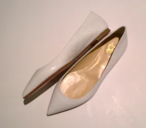 Christian Louboutin Ballalla Flats in Bianco White Mock Reptile Embossed Leather