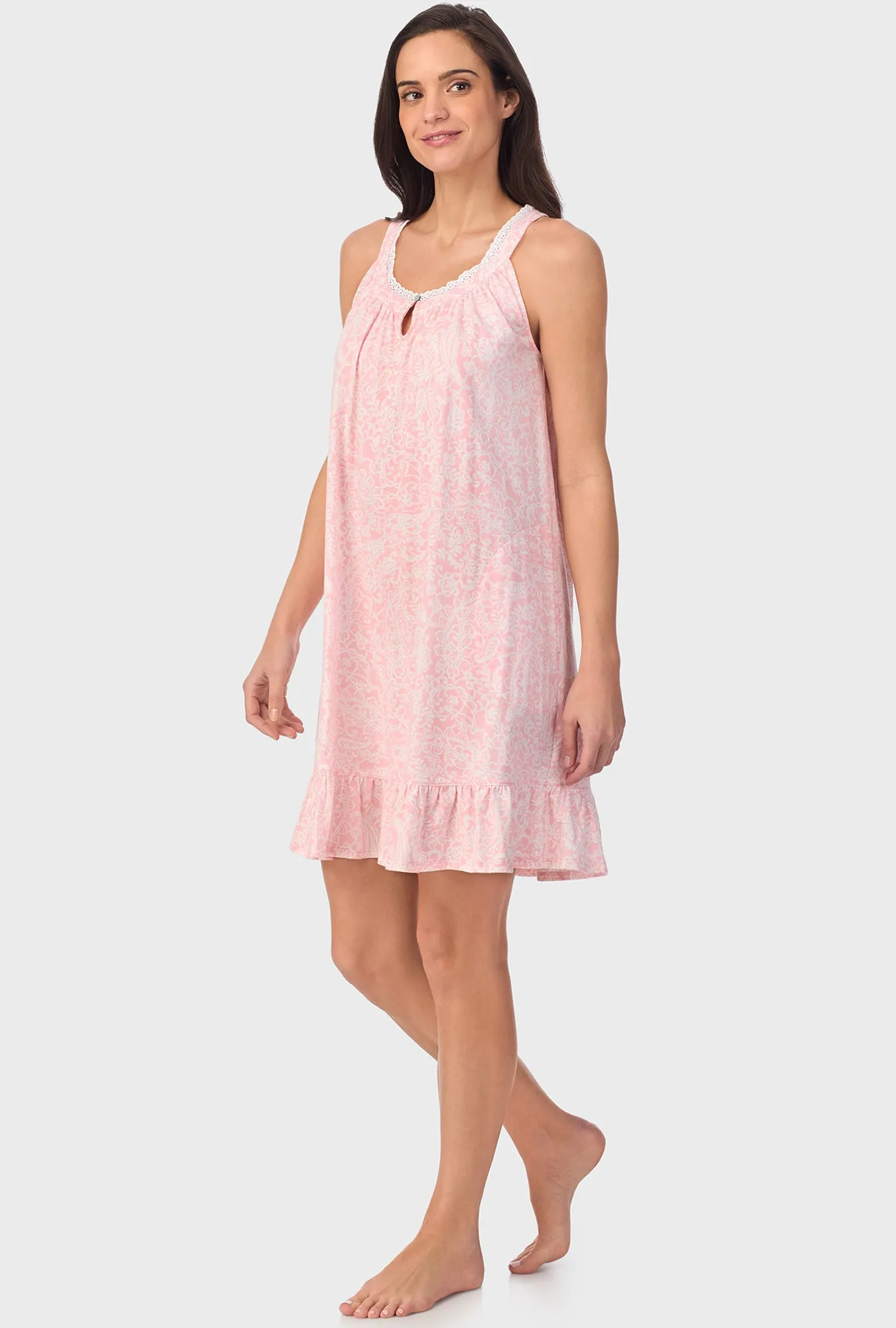 Coral Pink Paisley Sleeveless Chemise