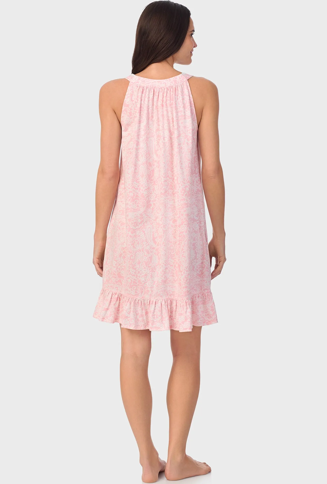 Coral Pink Paisley Sleeveless Chemise